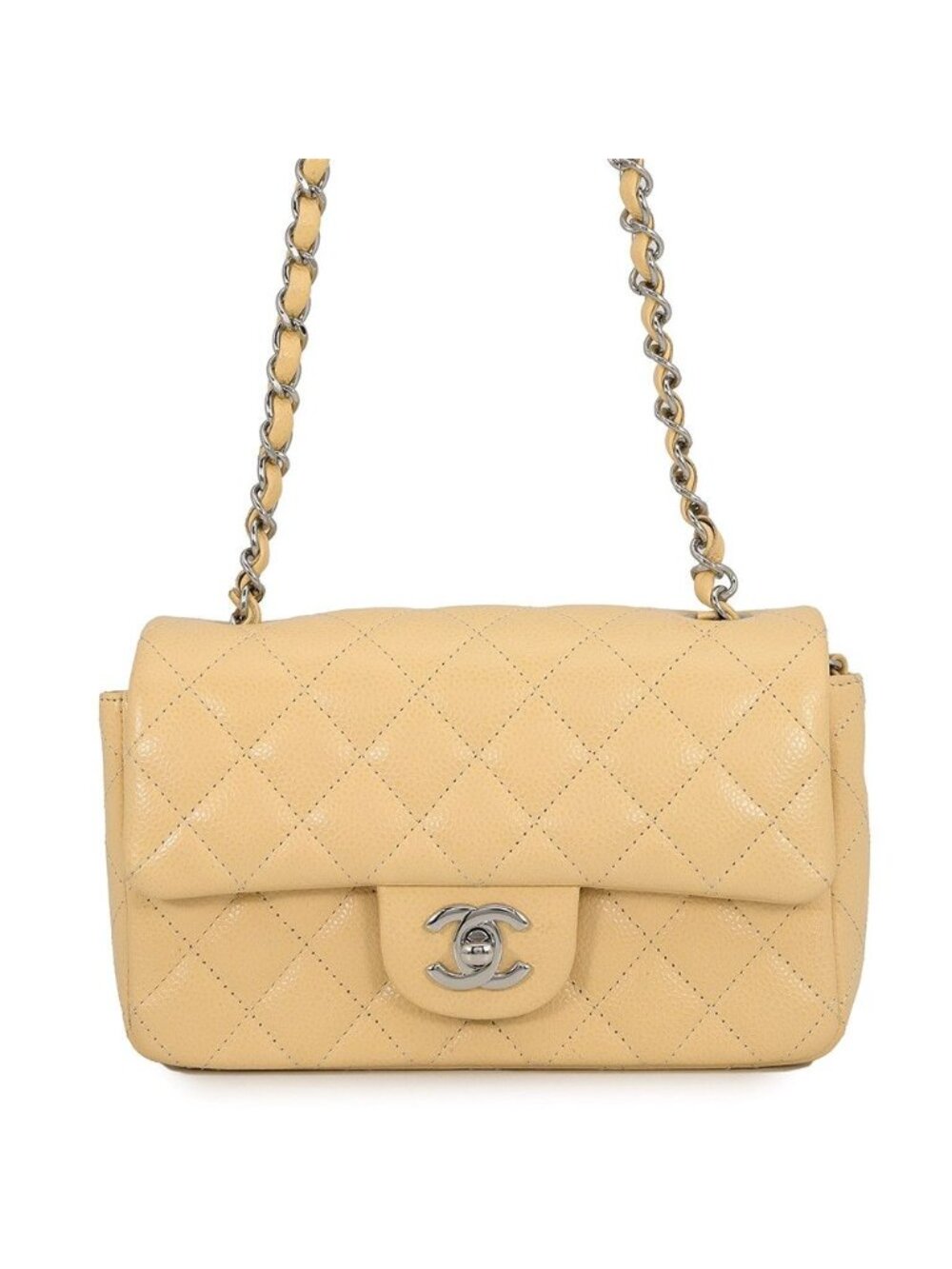 Chanel Chain Shoulder Bag Quilted 20 CC Logo Caviar Leather Mini Flap